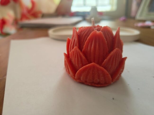 Red Lotus Candle for Decoration(Pack of 3 : Multicolor) - Image 2