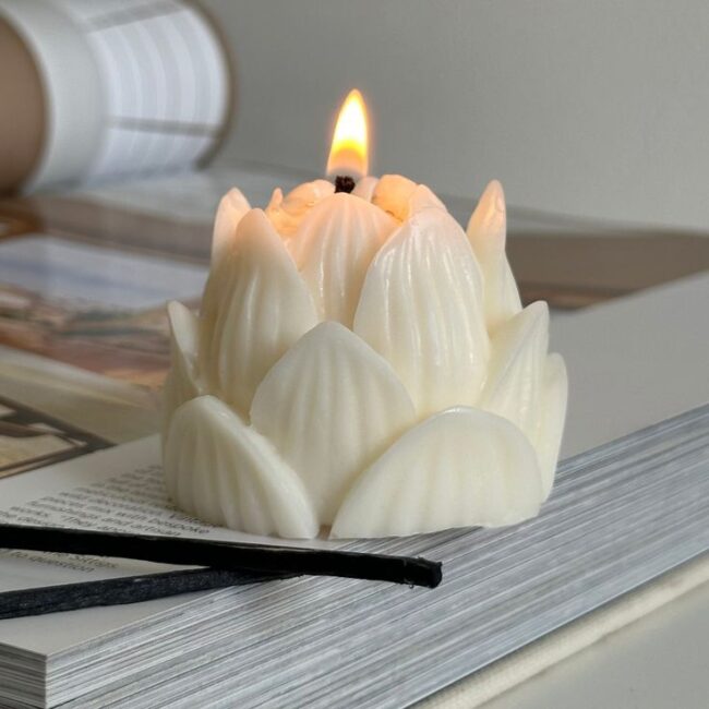Red Lotus Candle for Decoration(Pack of 3 : Multicolor) - Image 4