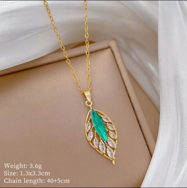Luxira Green Crystal Leaf Pendant