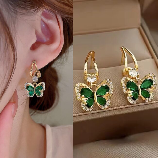 Royal Green Crystal Butterfly Drops