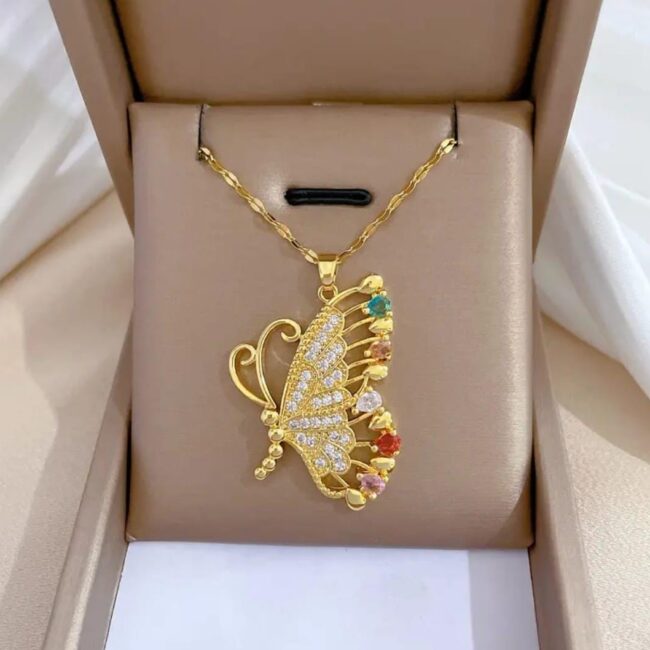 Radiant Butterfly Aura Pendant