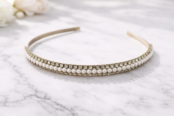 Slim Pearl Crystal  Headband